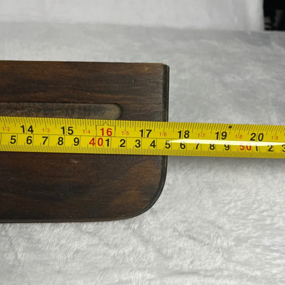 Vintage Wooden Heart Wall Shelf Rustic Farmhouse Plate Groove Display Brown Wood